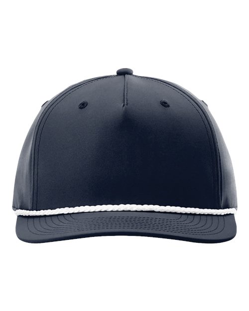 Richardson 258 Five-Panel Classic Rope Cap - Navy/ White - front