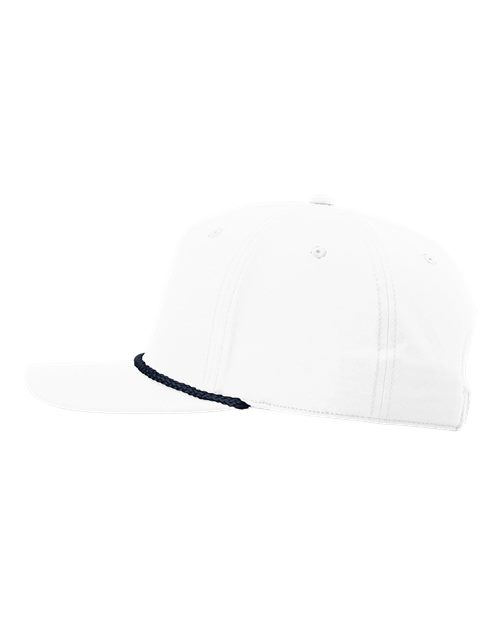 Richardson 258 Five-Panel Classic Rope Cap - White/ Navy - side