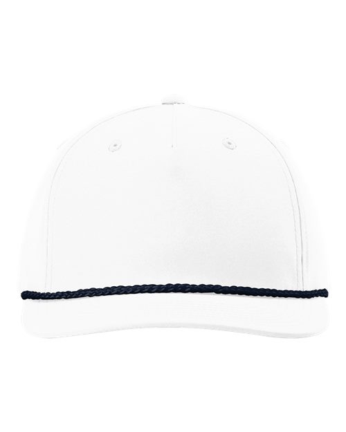 Richardson 258 Five-Panel Classic Rope Cap - White/ Navy - front