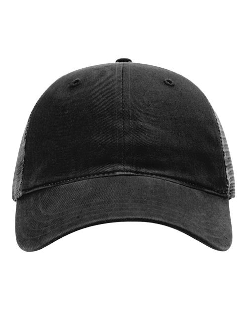 Richardson 111 Garment-Washed Trucker Cap - Black - front