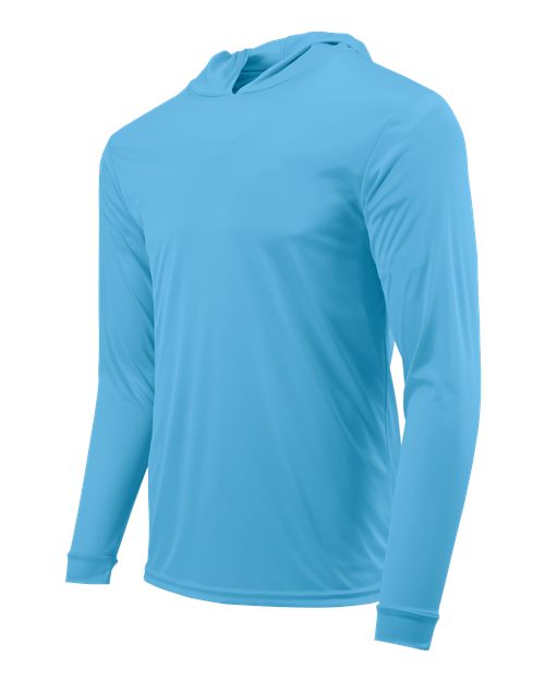 Paragon 220 Unisex Bahama Performance Hooded Long Sleeve T-Shirt - Bimini Blue - side