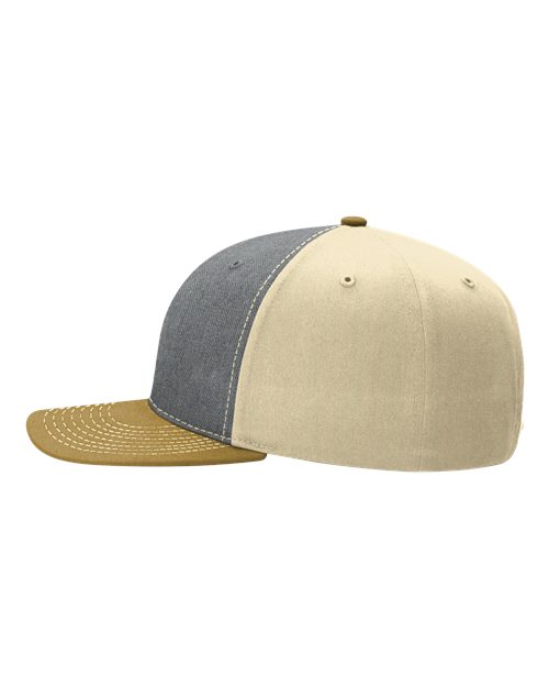 Richardson 312 Twill Back Trucker Cap - Heather Grey/ Birch/ Amber Gold - side
