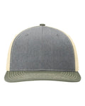 Richardson 312 Twill Back Trucker Cap - Heather Grey/ Birch/ Loden - front