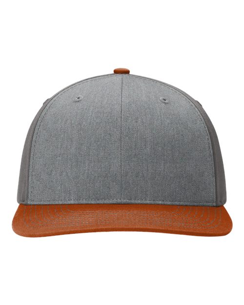 Richardson 312 Twill Back Trucker Cap - Heather Grey/ Charcoal/ Dark Orange - front
