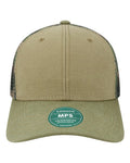LEGACY MPS Mid-Pro Snapback Trucker Cap - Khaki/ Sage/ Camo Mesh - front