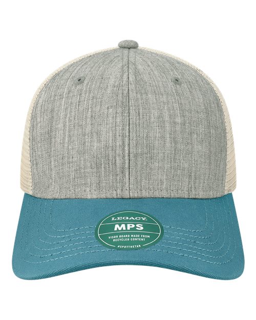 LEGACY MPS Mid-Pro Snapback Trucker Cap - Melange Grey/ Pacific Blue/ Stone - front
