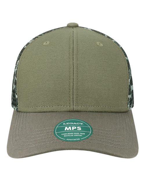 LEGACY MPS Mid-Pro Snapback Trucker Cap - Olive/ Grey/ Grey Camo - front