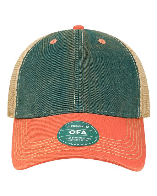 LEGACY OFA Old Favorite Trucker Cap - Marine Blue/ Coral - front