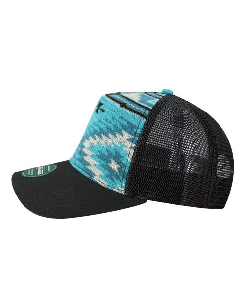 LEGACY ROADIE Five-Panel Adjustable Cap - Aqua Aztec/ Black - side