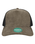 LEGACY ROADIE Five-Panel Adjustable Cap - Dark Grey Corduroy/ Black - front
