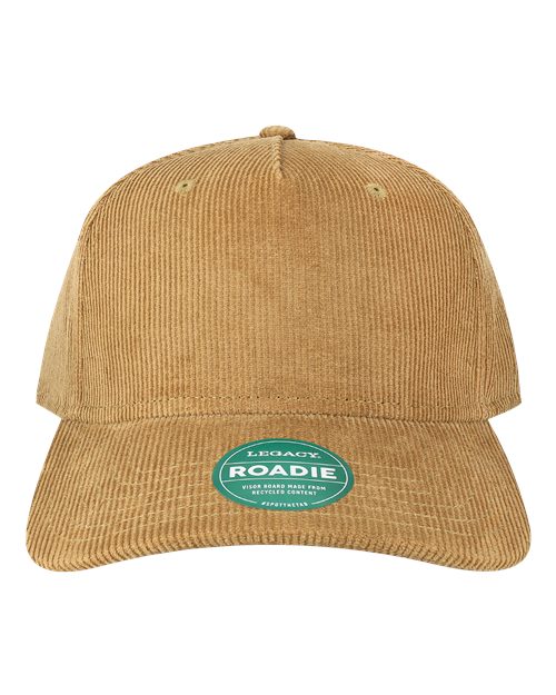 LEGACY ROADIE Five-Panel Adjustable Cap - Khaki Corduroy - front