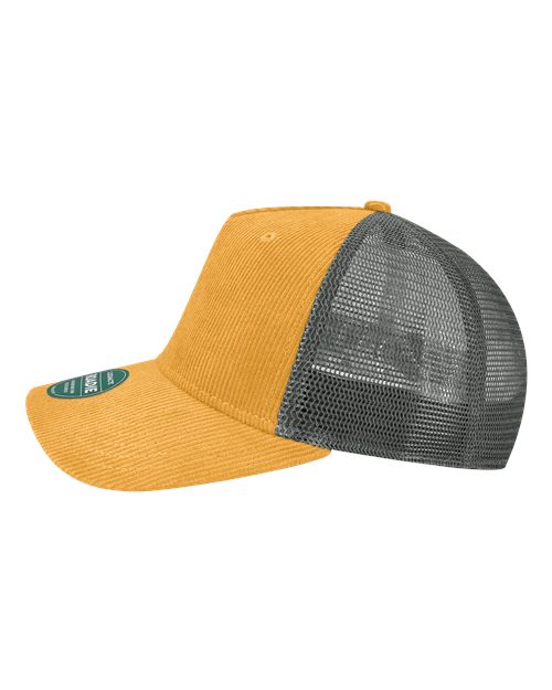 LEGACY ROADIE Five-Panel Adjustable Cap - Mustard Corduroy/ Dark Grey - side