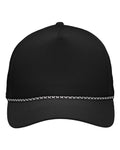 Sportsman SP1300 Five-Panel Rope Heritage Fit Cap - Black - front