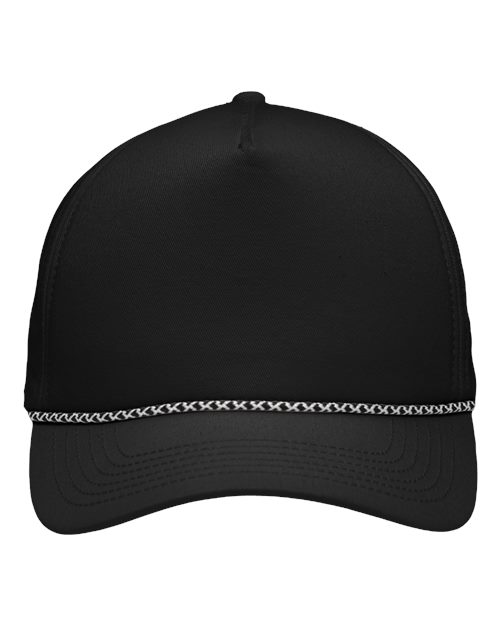Sportsman SP1300 Five-Panel Rope Heritage Fit Cap - Black - front