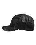Sportsman SP1450 Traditional Lo-Pro Mesh Back Trucker Fit Cap - Black Camo/ Black - side