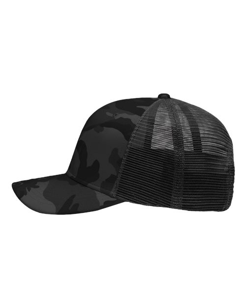 Sportsman SP1450 Traditional Lo-Pro Mesh Back Trucker Fit Cap - Black Camo/ Black - side
