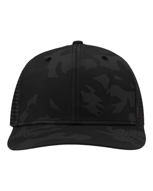 Sportsman SP1450 Traditional Lo-Pro Mesh Back Trucker Fit Cap - Black Camo/ Black - front