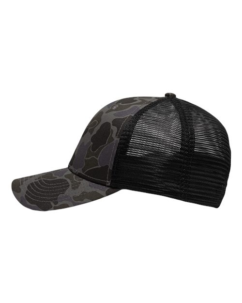 Sportsman SP1450 Traditional Lo-Pro Mesh Back Trucker Fit Cap - Chino Black Duck Camo/ Black - side