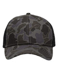 Sportsman SP1450 Traditional Lo-Pro Mesh Back Trucker Fit Cap - Chino Black Duck Camo/ Black - front