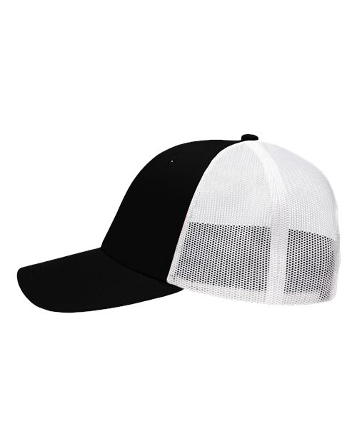 Sportsman SP1450 Traditional Lo-Pro Mesh Back Trucker Fit Cap - Chino Black/ White - side