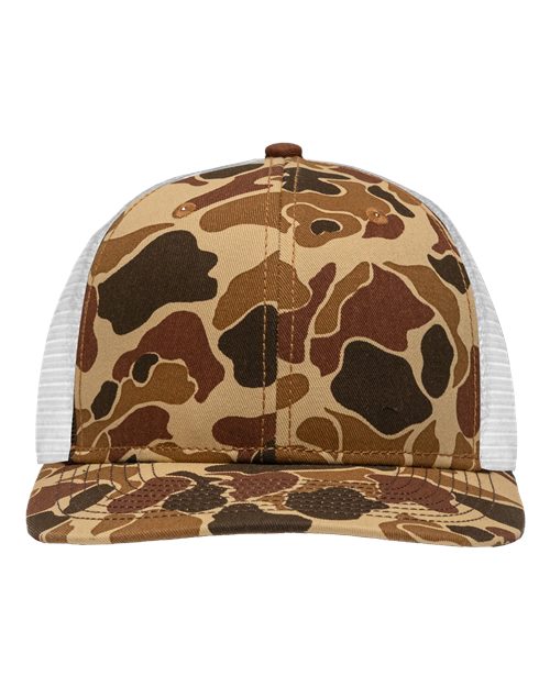 Sportsman SP1450 Traditional Lo-Pro Mesh Back Trucker Fit Cap - Chino Duck Camo/ White - front