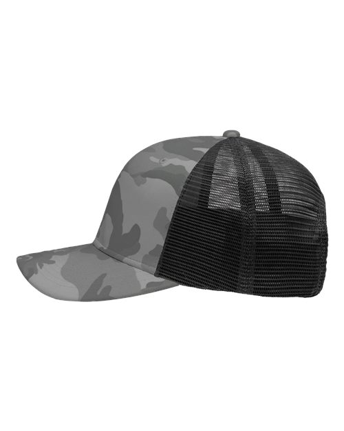Sportsman SP1450 Traditional Lo-Pro Mesh Back Trucker Fit Cap - Grey Camo/ Black - side