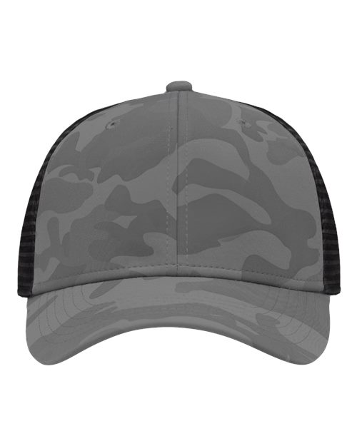 Sportsman SP1450 Traditional Lo-Pro Mesh Back Trucker Fit Cap - Grey Camo/ Black - front