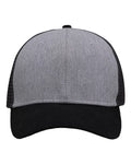 Sportsman SP1450 Traditional Lo-Pro Mesh Back Trucker Fit Cap - Heather Grey/ Charcoal/ Black - front