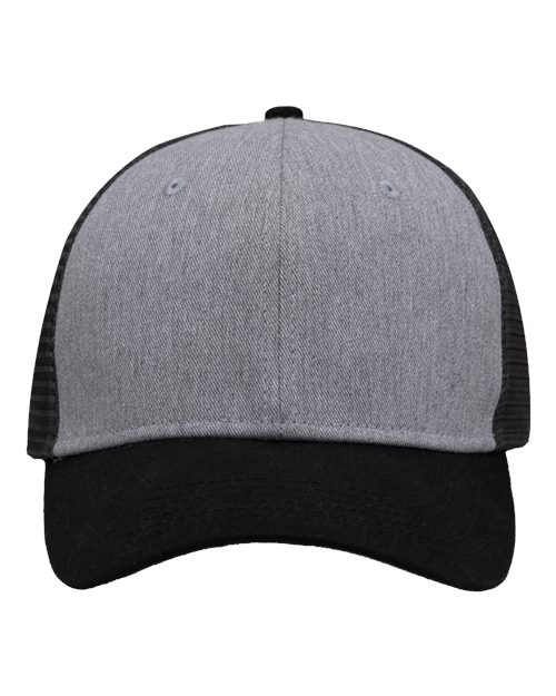 Sportsman SP1450 Traditional Lo-Pro Mesh Back Trucker Fit Cap - Heather Grey/ Charcoal/ Black - front