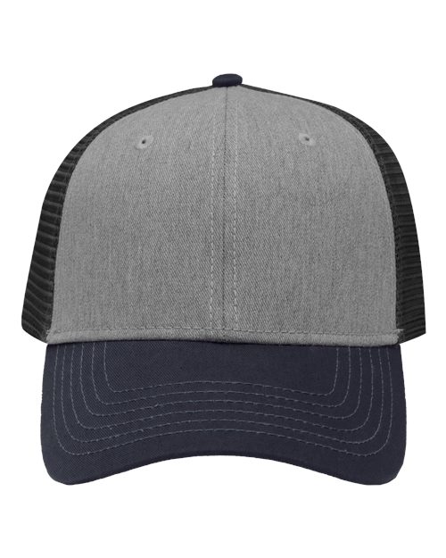 Sportsman SP1450 Traditional Lo-Pro Mesh Back Trucker Fit Cap - Heather Grey/ Charcoal/ Navy - front