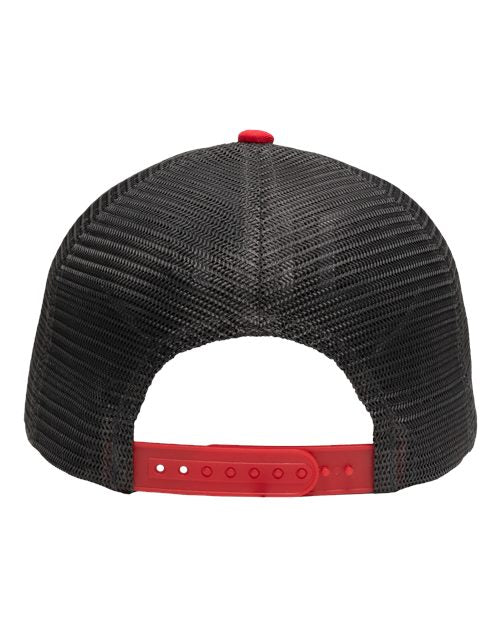 Sportsman SP1450 Traditional Lo-Pro Mesh Back Trucker Fit Cap - Heather Grey/ Charcoal/ Red - back