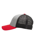 Sportsman SP1450 Traditional Lo-Pro Mesh Back Trucker Fit Cap - Heather Grey/ Charcoal/ Red - side