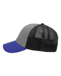 Sportsman SP1450 Traditional Lo-Pro Mesh Back Trucker Fit Cap - Heather Grey/ Charcoal/ Royal - side