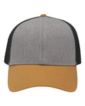 Sportsman SP1450 Traditional Lo-Pro Mesh Back Trucker Fit Cap - Heather Grey/ Charcoal/ Vegas Gold - front
