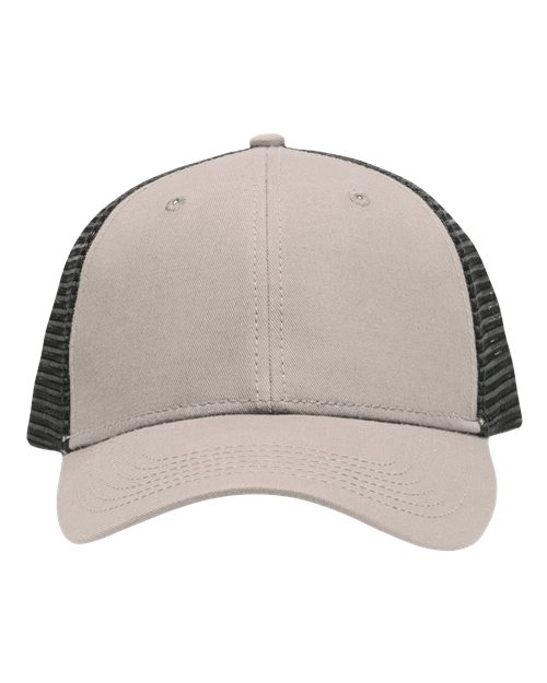 Sportsman SP1450 Traditional Lo-Pro Mesh Back Trucker Fit Cap - Chino Khaki/ Black - front