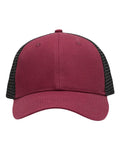 Sportsman SP1450 Traditional Lo-Pro Mesh Back Trucker Fit Cap - Chino Maroon/ Black - front