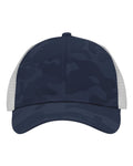 Sportsman SP1450 Traditional Lo-Pro Mesh Back Trucker Fit Cap - Navy Camo/ White - front