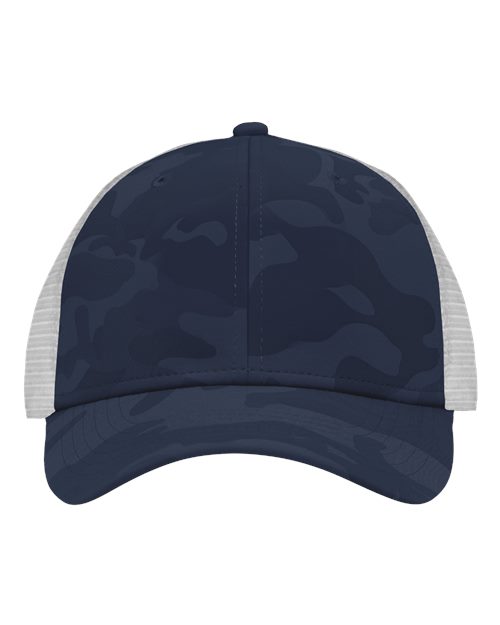 Sportsman SP1450 Traditional Lo-Pro Mesh Back Trucker Fit Cap - Navy Camo/ White - front
