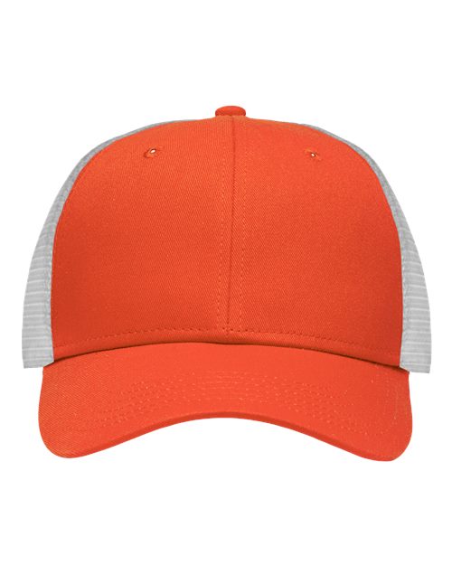 Sportsman SP1450 Traditional Lo-Pro Mesh Back Trucker Fit Cap - Chino Orange/ White - front