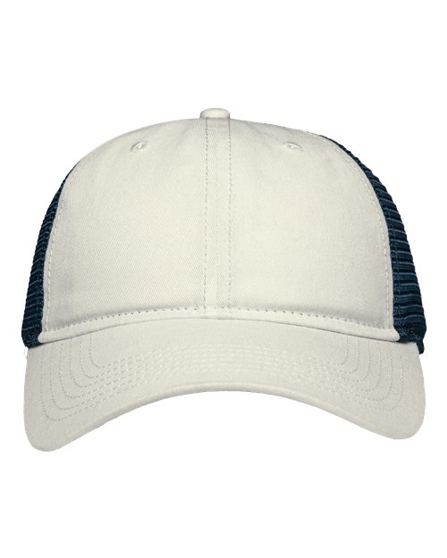 Sportsman SP1450 Traditional Lo-Pro Mesh Back Trucker Fit Cap - Chino Stone/ Navy - front