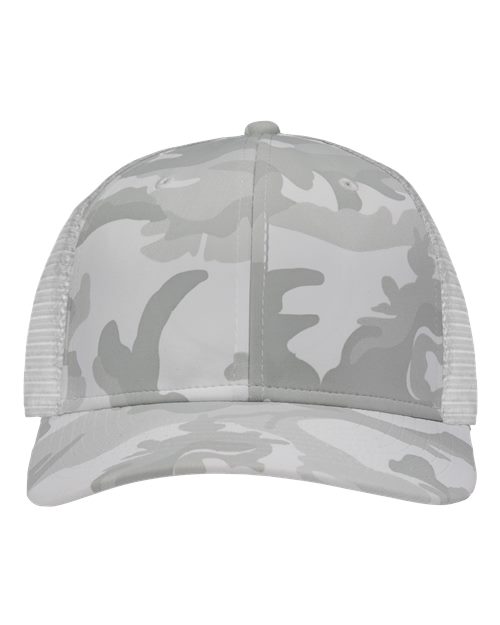 Sportsman SP1450 Traditional Lo-Pro Mesh Back Trucker Fit Cap - White Camo/ White - front