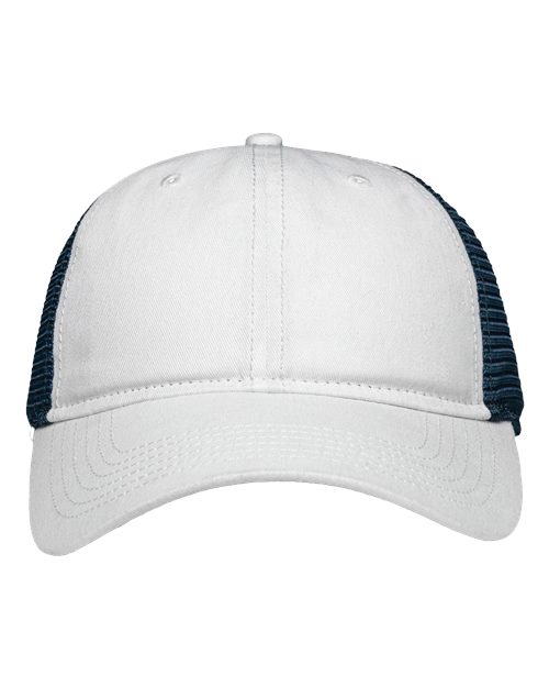 Sportsman SP1450 Traditional Lo-Pro Mesh Back Trucker Fit Cap - Chino White/ Navy - front