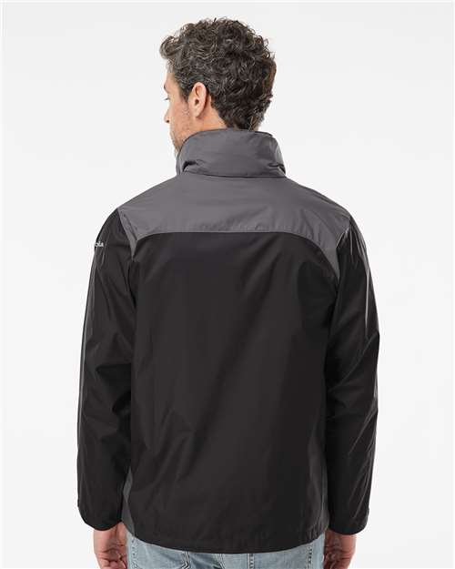Columbia 212476 Men's Glennaker Lake II Rain Jacket - Black/ City Grey - model back