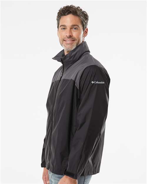 Columbia 212476 Men's Glennaker Lake II Rain Jacket - Black/ City Grey - model side