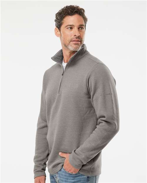 Columbia 212487 Men's Great Hart Mountain III Half-Zip Pullover - Boulder Heather - model side