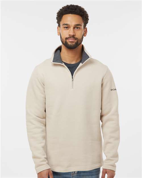 Columbia 212487 Men's Great Hart Mountain III Half-Zip Pullover - Dark Stone Heather - model front