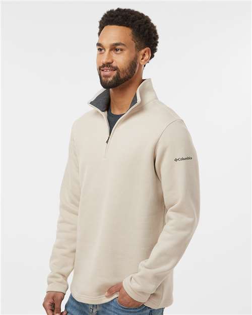 Columbia 212487 Men's Great Hart Mountain III Half-Zip Pullover - Dark Stone Heather - model side