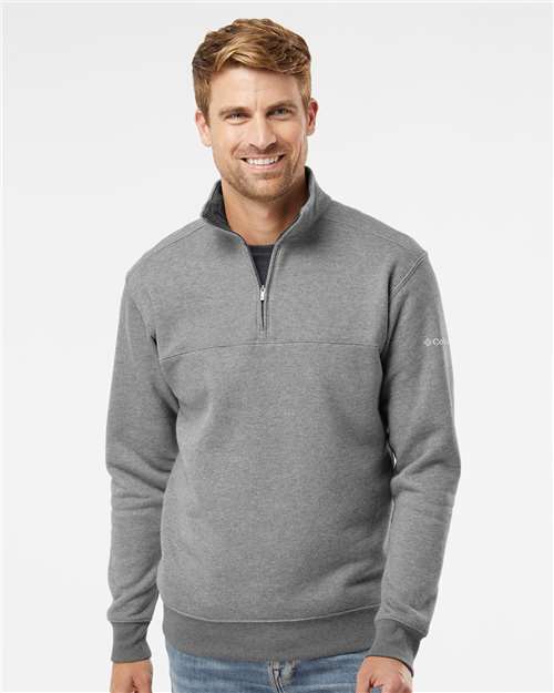Columbia 212475 Men's Hart Mountain II Half-Zip Pullover - Charcoal Heather - model front