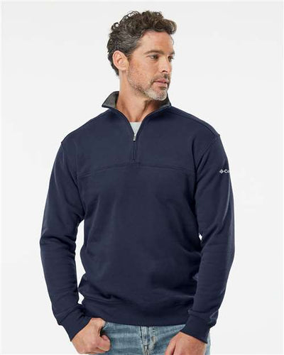 Columbia 212475 Men's Hart Mountain II Half-Zip Pullover - Collegiate Navy - model front