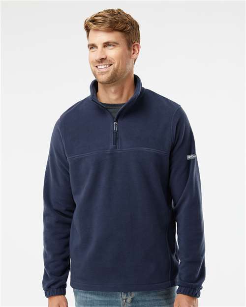 Columbia 212486 Men's Steens Mountain Fleece Half-Zip Pullover - Collegiate Navy - model front